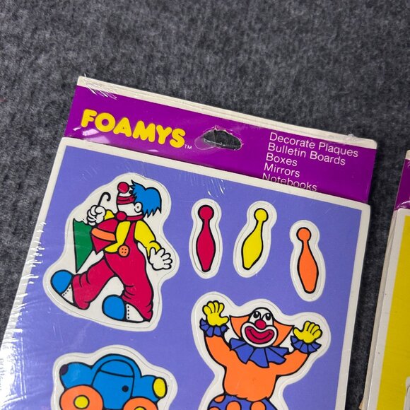 Vintage Foamys Puffy Stickers 1970's 1980's Rainbow Clown Train Lot of 2 - Picture 7 of 7